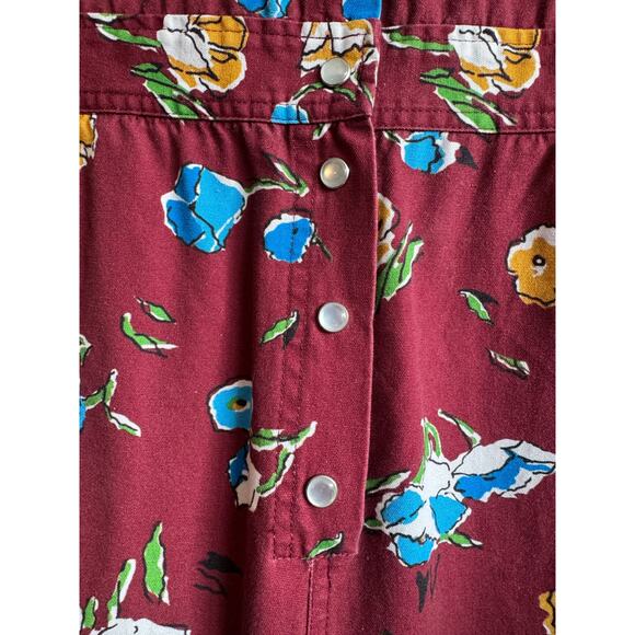 Women's Warm NY Rosie Burgundy Floral Boho Utility Workwear Boiler Suit size S - Picture 5 of 6